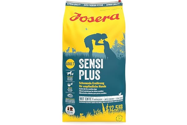 JOSERA SensiPlus (1 x 12,5 kg) | Adult | Premium Trockenfutter für ausgewachsene empfindliche Hunde | Ente & Reis | mit Viel Biotin für gesunde Haut & Fell | weizenfrei | Hundefutter | 1er Pack