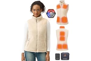 GOTOBI Beheizbare Fleece Weste Damen mit 16000mAh 7.4V Powerbank,9 Heizzonen Beheizte Fleeceweste mit 3 Einstellbar Temperatur,Wärmeweste Jacke,Heizweste Damen für Radfah, Outdoor-Arbeit