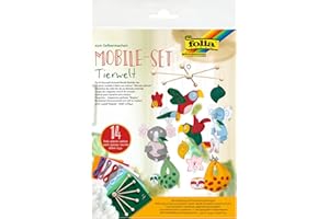 folia 22869 - Mobile Set Tierwelt zum Selbermachen, mit 14 Teilen, Anleitung und Schnittmusterbogen - Komplettset zur Erstellung eines Mobiles