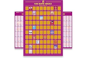 HOMIEVAR 100 Date Scratch Posters Wall Chart - Couples Bucket List - Games Date Night Ideas Valentine's Day Anniversaries Gift Bedroom Decor - A2 (42x59 cm)
