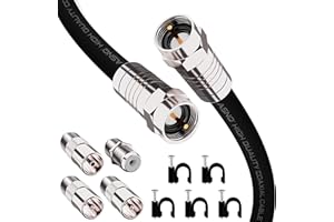 ASNQ RG6 Coaxial Cable Connectors Set 75 OHM - High-Speed Premium Coax Cable 1m - For Internet, Digital TV, Satellite, Aerial Connections - Includes 4 Extension Couplers to connect Cable Extensions