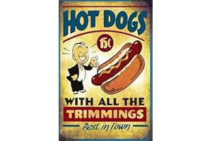 LBS4ALL Hot Dogs food Advertisement Vintage Retro Metal Sign, kitchen, gift, garage, bbq