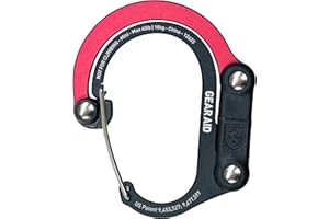 GEAR AID HEROCLIP Mosquetón Clip y Gancho (Mini) para Viajes, Equipaje y Bolsas Pequeñas, Negro y Rojo