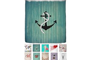 ‎ARTENEUR arteneur® - Anker - Anti-Schimmel Duschvorhang 180x200 - Recycelt mit Öko-Tex Standard 100 - Beschwerter Saum, Blickdicht, Wasserdicht, Waschbar, 12 Ringe & E-Book mit Reinigungs-Tipps