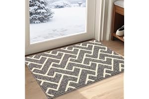Biscpro Indoor Door Mats,50x80cm Door Mat Non Slip Backing,Dirt Trapper Mat Absorbent Non-Slip Doormat for Entrance,Inside,Kitchen,Front Back Door,Pets and Garden-Grey