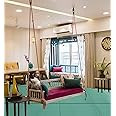 APRODZ 3 Seater Swing Wooden Jhula for Indoor Outdoor & Balcony | House Swings for Adults (White)