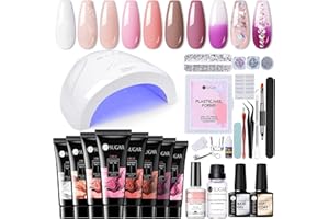 ‎UR SUGAR UR SUGAR Polygel Starter Set mit UV Lampe 48W, 8 Farben Nagelverlängerungs Nagelgel Set Gelnägel Starterset Poligelnagel Starterset Shellac Set Starterset mit Lampe Maniküre Komplette