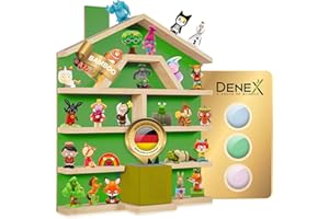 Denex Bamboo Tonie Shelf, Creative Toning Shelf for Storage, Children's Shelf for Music Box, Perfect Tonie Storage in the Children's Room, Tonie Magnetic Shelf for Toniebox and 28 Figures