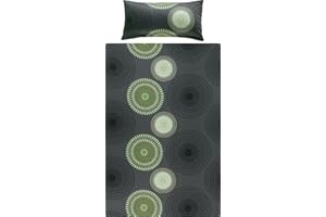 ‎REDBEST REDBEST Bettwäsche, Bettgarnitur Satin Kreise anthrazit-grün Größe 155x220 cm (40x80 cm) - 100% Baumwolle, mit praktischem Reißverschluss (weitere Größen, Farben)
