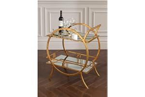 homesdirect365 Gold Drinks Trolley - 2 Mirrored Shelves - Art Deco Design with Gold Finish