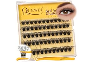 QUEWEL Extension Ciglia Autoadesive,Ciuffetti Ciglia Finte Mix 10-16 MM, 60 ciglia riutilizzabili per principianti, Il set di ciglia è dotato di pinzette, senza colla,Uso fai da te.(MJ07)