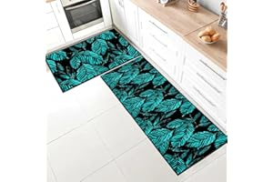 SHUAIG 2 pieces kitchen rug sets kitchen mats,PVC Comfort Kitchen Floor Mat Anti Fatigue Kitchen Mat Set Absorbent For Home Indoor Outdoor (Style F, 40x120+40x60 cm)
