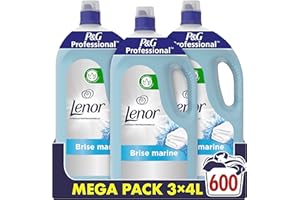P&G PROFESSIONAL Lenor Professional Adoucissant Linge Liquide, 600 Lavages (12 L), Brise Marine, Fraîcheur et Douceur Irrésistible, Testé Dermatologiquement, Fabriqué en France