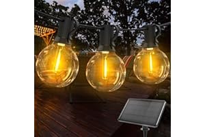 ROVLAK Guirlande Guinguette Exterieur Solaire 10M, Guirlande Lumineuse Pile avec 15+1 G40 LED Ampoules, 4 Modes d'éclairage IP65 Etanche Guirlande Lumiere Extérieur pour Balcon Patio Terrasse