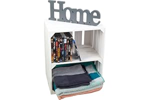 KISTENKOLLI ALTES LAND Cassetta per scarpe massiccia, per la frutta, per il vino, dimensioni: circa 50 x 40 x 31 cm, xxxaus dem Old Landxxx, cassette per il vino, frutta, scatola decorativa in legno (bianco