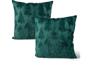 Bingqiling Weihnachten Kissenbezug 45x45-2PCS Lustig Weihnachtsdeko mit Reißverschluss, Kissenhülle Weihnachtsbaum Grün, Dekorative Kissenbezüge Innen Zierkissen
