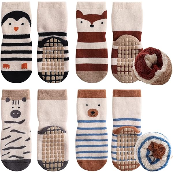 Chaussons Bébé Antidérapants Hiver - Chaussettes-pantoufles Douces Et Chaudes - Intérieur/extérieur - Taille 0-24 Mois - Semelle Souple