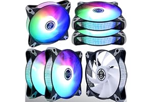 ONEWATT DS Static Rainbow Light RGB LED 120MM Computer Case Fans for PC Cases, CPU Coolers, Radiators System (6 Pack rgb fans kit, E Series)