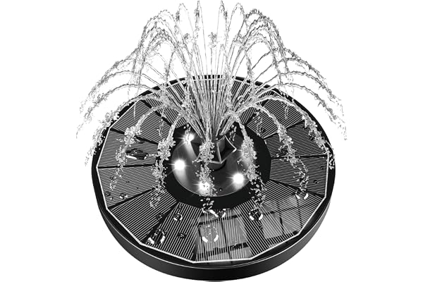 SZMP Fontaine Solaire, Solaire Flottant Extérieur Fontaine 3.5W Pompe Bassin Solaire avec 8 Buses, LEDs Colorées et 2200mAh Batterie, pour Bain d'oiseaux Étang Patio Fontaine Décoration de Jardin