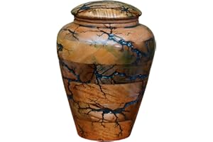 Emporium Crafts Ozeanblaue Mangoholzurne mit Marmor-Muster für Asche für Erwachsene, 25,4 x 19,1 x 20,3 cm, 250 Kubikzoll, Feuerbestattungsurne