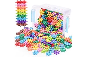 NiToy Schneeflocken-Verbindungsbausteine 300 Stück für Kinder ab 3 Jahren, mehrfarbige Kunststoff-Bausteine für frühes Lernen und Kreativität, STEM-Spielzeug mit Tragetasche, sicheres Material