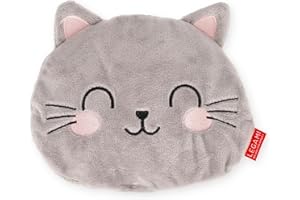 Legami - Mini Cuscino Termico con Semi di Lino, Warm Cuddles, in Semi di Lino, Profumo di Lavanda, Poliestere e Cotone, Dona Relax, Tema Kitty, Uso in Microonde o in Frigo, 18 x 19 x 2,5 cm