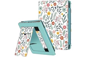 FINTIE - Funda compatible con 6" Kobo Clara Colour/BW 2024 y Kobo Clara 2E 2022 – Carcasa para lector de tarjetas y correa, diseño de flores