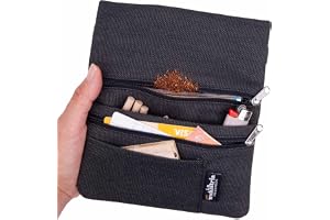 Blague à tabac à rouler hydrofuge - Pochette à tabac 30/50 g avec compartiments pour Feuilles, Filtres et Briquet (Noir)