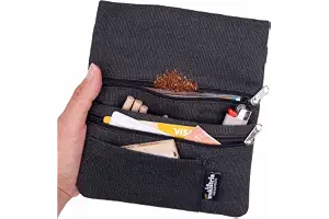 Tabaquera repelente al agua - Funda Pitillera tabaco de liar con bolsillos para filtros, papel y mechero (Doble)