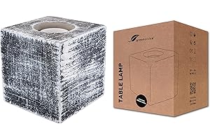 ‎GREENANDCO greenandco® cementowa lampa stołowa czarna/szara sześcian E27 z przełącznikiem i gniazdem 10 x 10 cm