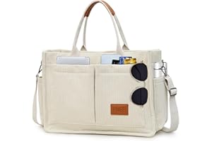 Keyck Sac a Main Femme Velours Côtelé Sac Bandoulière Femme Tote Bag avec Poches Multiples, Grande Shopper Sac Cabas Femme, Sac Fourre Tout Femme pour Travail Bureau Voyage Shopping Ecole