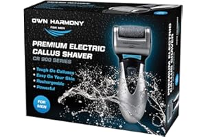 Elektrischer Hornhautentferner Wiederaufladbarer für Männer durch Own Harmony: USA’s Besten Bewertete Professionel Hornhaut Entfernung Pediküre Werkzeuge w/3 Ersatzrollen - seidig-weiche Fußpflege Spa