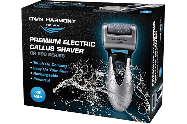 Rapeuse Pieds Electrique pour Hommes par Own Harmony - Rappe Pieds Pédicure Rechargeables et Soins des Pieds avec 3 Rouleaux - Kit Pedicure Professionnel pour Peau Morte, Sèche, Dure (Câble USB)