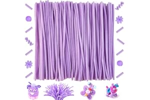 OUYIWEIMAOYI 200 Pcs Bastoncini in ciniglia, Scovolini colorati，Steli di ciniglia decorativi,Decorativi in ciniglia Per Artigianato fai da te, Decorazioni, Natale,Creativi lavoretti (Light Purple)