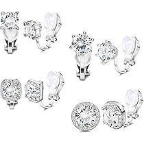 YOQUCOL Orecchini A Clip Fiore Quadrifoglio Con Zirconi – Placcati Oro, Senza Buco