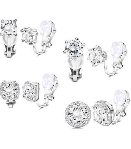 Clip per orecchie, metallo placcato argento, 6x14 mm x 10 pezzi