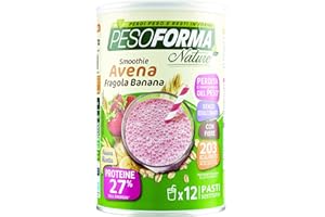 Pesoforma Nature Smoothie Fragola E Banana, Pasto sostitutivo per il controllo del peso, Smoothie a base di crusca d'avena, Aiuta a rimettersi in forma, 203 calorie, 12 pasti, 420 gr