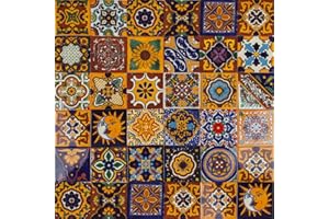 Cerames Piastrelle Mosaico Messicane Girasol – 30 ceramiche mattonelle messicane decorative per bagno, doccia, scale, parete posteriore della cucina | Tessere mosaico ceramica 10,5x10,5 cm
