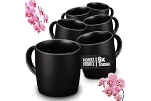 Moritz & Moritz NORDIC Zestaw filiżanek 6 el Szary - ok. 300 ml z wysokiej jakości Kamionki - Stylowy design z Uchwytem - Filiżanki do kawy, Herbaty, gorącej Czekolady, Cappuccino