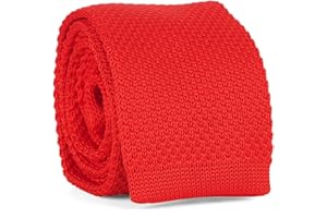 CRAVATESLIM Cravate Tricot Homme Unie ou Rayée - Cravate fine Tricotée style Maille - Longueur 148cm, Cravate slim coupe moderne Largeur 6cm à la pointe - Accessoire de Mode pour Chemise