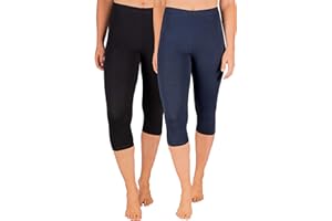 SES Capri Leggings Damen 2er Pack aus Größe 38-58 / blickdichte Damen Capri-Leggings/elastische Damen Leggins 3/4 lang Baumwolle/Damen Capri Leggings mit Perfekter Passform