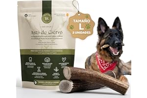 Tony & Lolas Asta de Ciervo para Perro - Mordedor Perro - Huesos para Perros - Juguetes para Perros - Dog Toys - Talla L - Ideal para Razas Medianas hasta 25 kg y Razas Grandes hasta 40kg - 2 Unidades