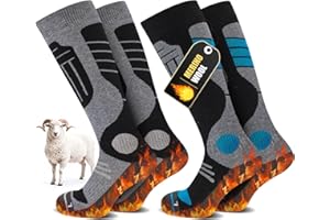 SukModen 2 Paar Skisocken aus Merinowolle für Damen Herren, Wärmende Wolle Thermosocken Dicke Wintersocken für Kaltes Wetter, Schnee, Skifahren, Snowboarden, Jagen, Wandern