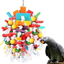 Skylety Kauspielzeug Für Papageien & Vögel – Aus Naturholz, Mit Glocken, Zum Aufhängen, Für Graupapageien, Aras, Kakadus!