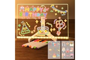 Joellfuner Tablero Acrílico Luminoso con Mensaje LED, Tablero de Mensajes LED, Tablero de Notas LED Limpiable, Luz Nocturna, con Pegatinas de Transferencia, 7 Colores Bolígrafo, para Niños, Adultos