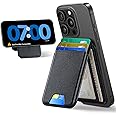 ESR Upgraded for MagSafe Wallet, 5 Card-Holder, Magnetic Wallet with Adjustable Stand, Magnetic Phone Wallet for iPhone 16/15/14/13/12 Series, Ultra-Slim, Not for iPhone Mini, Vegan Leather, Black