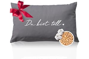 HERBALIND Kirschkernkissen DU BIST TOLL – Persönliches Wertschätzungs-Geschenk Anerkennung – Wärmekissen für Mikrowelle im eleganten Design - Ideal für Geburtstage, Jubiläen - Grau 30x20 cm