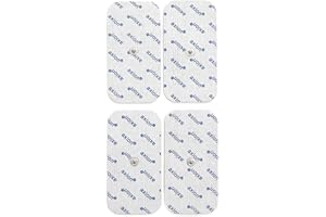 4 électrodes axion 10x5 cm | Compatible avec les appareils Beurer et Sanitas | Electrostimulateur TENS et EMS avec connexion par bouton pression de 3,5 mm