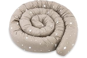 Totsy Baby Cuscino per dormire sul fianco, cuscino per il corpo del serpente 200 cm Cotone - cuscino per dormire lungo cuscino per collo cuscino per dormire sul lato Oeko-Tex Beige con stelle bianche