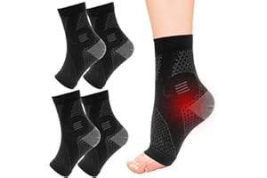 FANTASYON 2Pairs Plantar Fasciitis Socks, Professional Ankle Compression Socks Functional Socks for Neuropathy,Neuro Socks for Men Women (Black L)